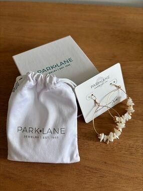Park Lane Sparkle Box Gold Hoop Earrings with White Stone Chips